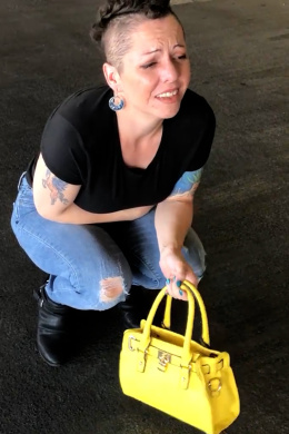 Desperate MILF Pees In The Parking Lot