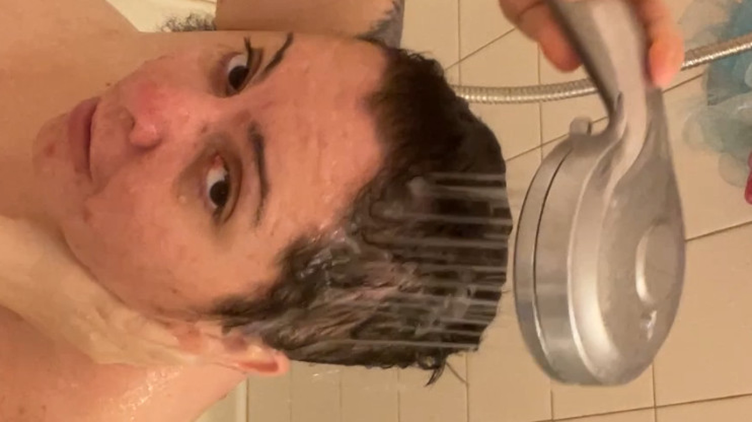 Slut in the Shower Washes her Short Hair